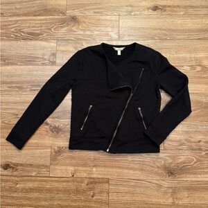 Banana Republic Black Moto Sweatshirt Jacket Womens XS